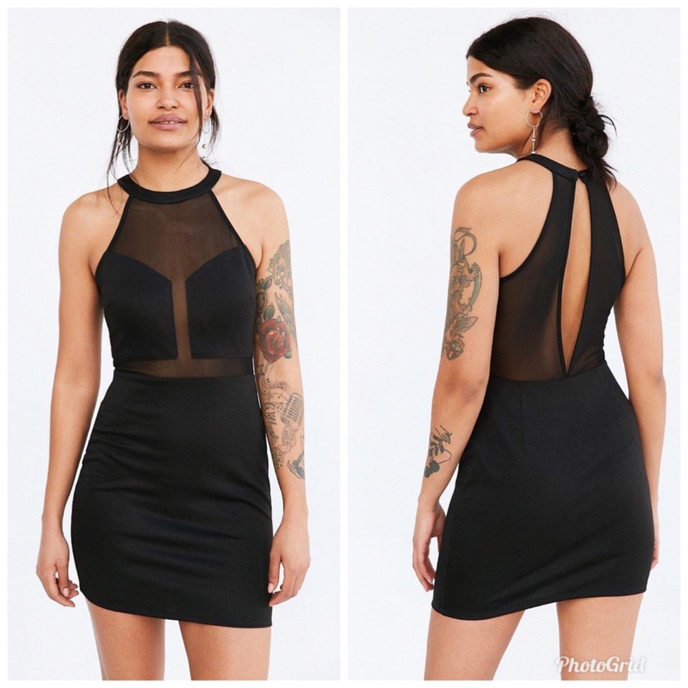 Silence & Noise Sweetheart Mesh Insert Mini Dress